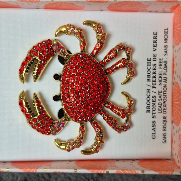 Piper K Crab Brooch Bejeweled With Glass Stones! NIB! - Picture 9 of 9